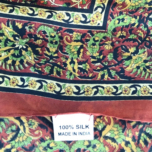 Paisley scarf head Silk Brown Yellow MCM - Picture 1 of 6